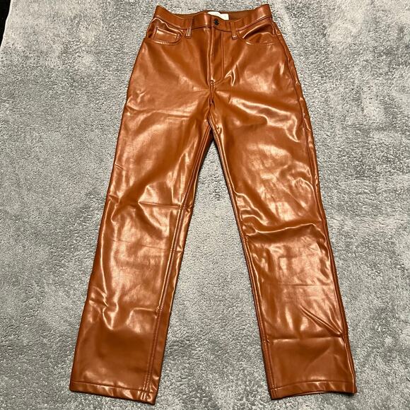 Abercrombie & Fitch Pants - Abercrombie & Fitch Pants Womens 27 /4 90s Straight Ulta High Rise Faux Leather
